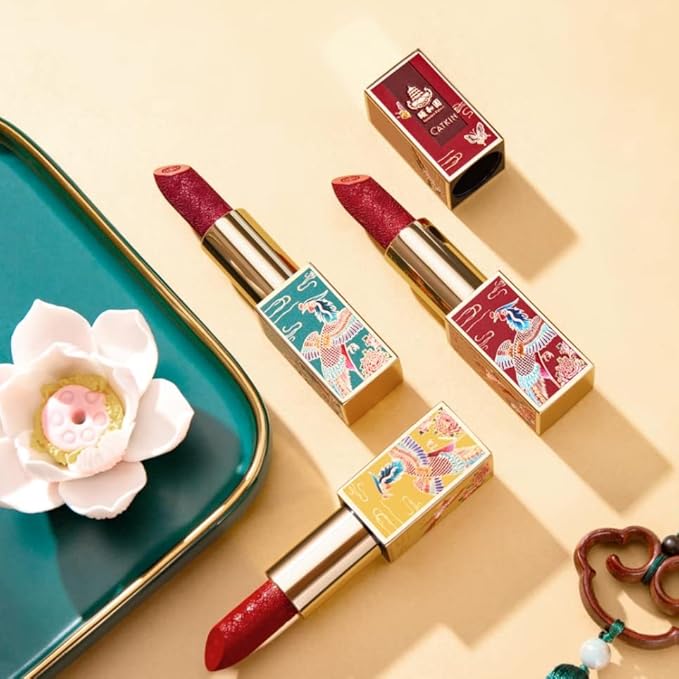 Catkin Carving Lipstick Set Matte Red Orange Long Lasting Moisturizing Lip Stick Makeup Gift (SUMMER PALACE)