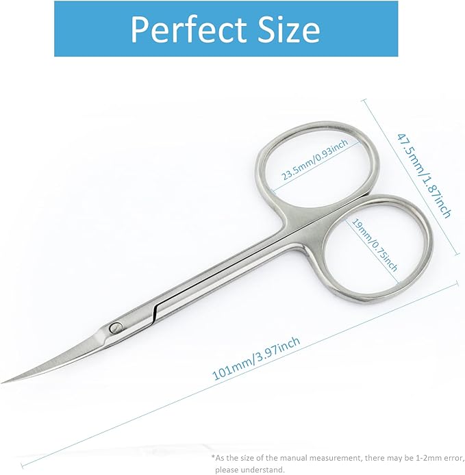 Cuticle Scissors for Women and Men Curved Stainless Steel with Tip Grooming Blades Manicure Nail for Dry Skin Nail Scissors (2)