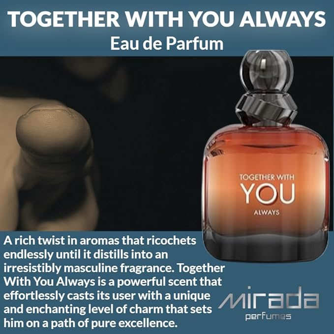 Together With You Always, Men's Eau de Parfum (EDP) 3.4 FL. Oz (100ml), Men’s Perfume with Notes of Pink Pepper, Juniper, Violet, Toffee, Cinnamon, Sage, Lavender, Vanilla, Tonka Bean