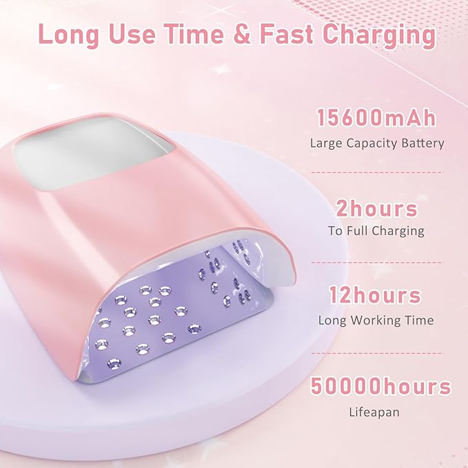 126W Cordless Rechargeable UV LED Nail Lamp,Professional UV Light for Gel Nails Gel Curing Lamp with 4 Timer Setting Auto Sensor, LED Nail Dryer for Fingernail and Toenail Home Salon