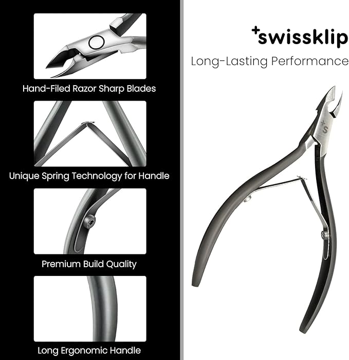 Swissklip Cuticle Trimmer, Cuticle Remover, White Elephant gifts, Cuticle Nippers, Cuticle Cutter, Nail Nipper used along with Cuticle Pusher Tool, Cuticle Clippers, Nail Cuticle Trimmer