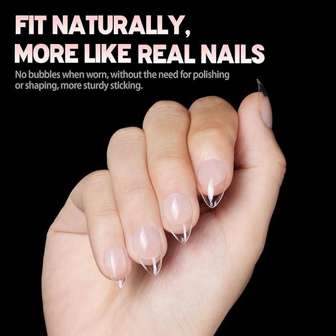 Short Almond Gel Nail Tips, 240pcs Soft Acrylic Fake Nails, 12 Sizes Half Matte Pre-shape Full Cover False Nail Tips Press on Nails Tips Set for Nail Extension Salon DIY