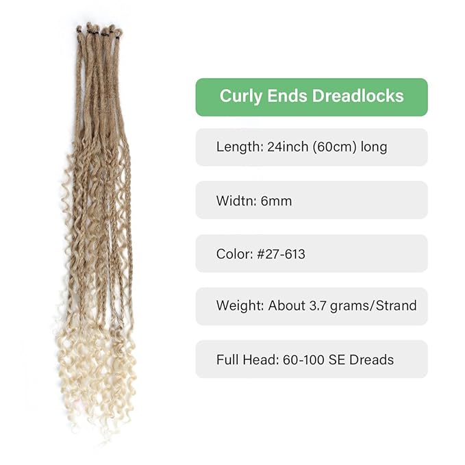 24 In 30 Strands Boho Braid Dreadlock Extensions, Ombre Purple Synthetic Curly Dreads Extensions with Box Braid, 100% Handmade Dreads Hippie Style Dreadlocks for Woman