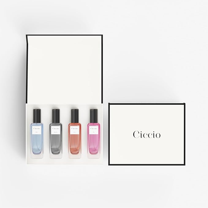 CICCIO Unisex Eau De Parfum Gift Set for Men & Women, 4 x 20ml Bottles Blue, Intense, Luxe & Sin, Premium Fragrance Set, Fresh Citrus, Floral & Woody Notes, Gift Set