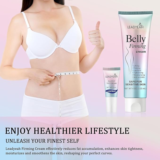 B Flat Belly Firming Cream - Moisturizing, Firming for Stomach, Thighs and Butt, Body Lotion for Women and Men, 125+5ML Rose