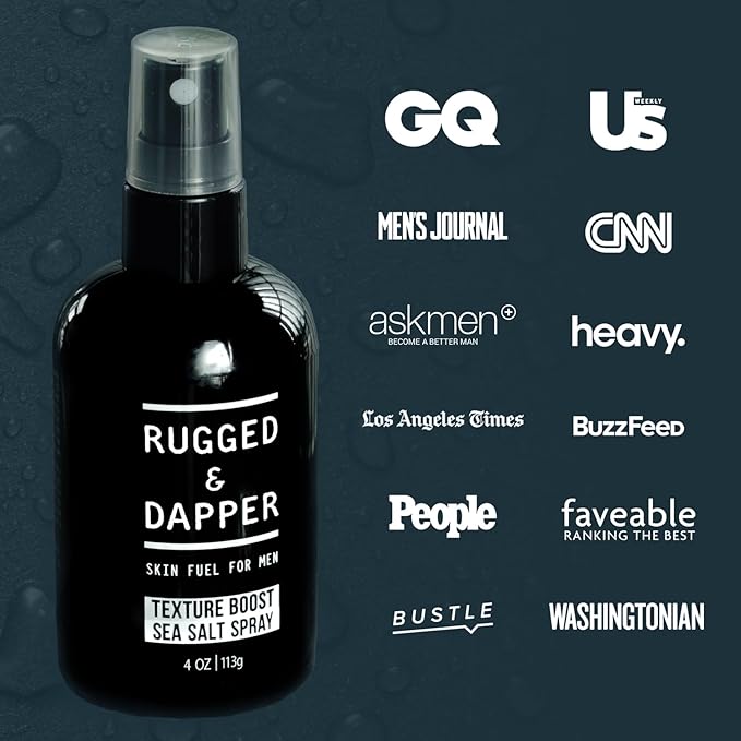 RUGGED & DAPPER Texture Boost Sea Salt Spray for Men - 4 oz, Hair Styling Agent, Adds Body and Fullness to Hair, Enhances Natural Texture, Locks in Moisture, Ocean Fresh Scent