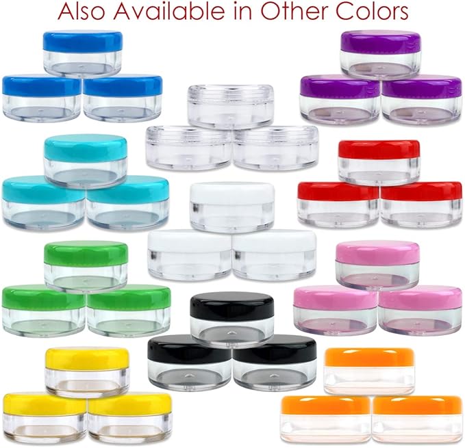 (Quantity: 200 Pieces) Beauticom 5G/5ML Mix Color Jars with RED Lids for Scrubs, Oils, Toner, Salves, Creams, Lotions, Makeup Samples, Lip Balms