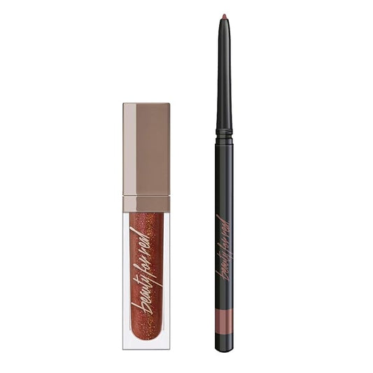 Beauty For Real Lip Kit, Love You So - Gloss + Shine (Rebel Rebel) & D-Fine Lip Pencil (Neutral Deep) - Non-Sticky Plumping & Hydrating Gloss and Complementary, Long-Wear Liner