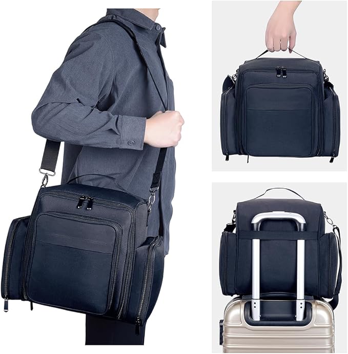 Nail Polish Organizer Case Holds 60 Bottles Portable Travel Storage Box with 2 Detachable Bags, Designed for Women's Nail Tools, Essential Oils and Cosmetics Sets Black