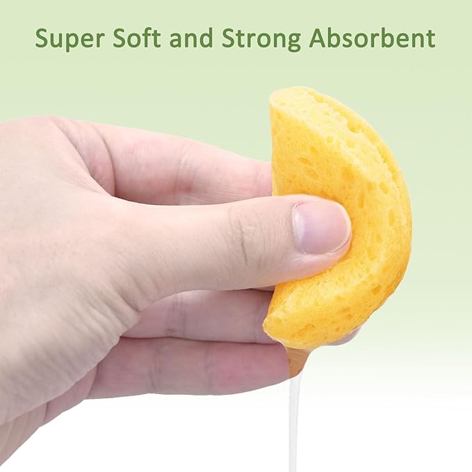 Beieverluck 300 Count Compressed Facial Sponges for Cleansing Natural Cellulose Disposable Face Sponge Spa Sponge for Face Cleansing Exfoliating Makeup or Mask Removal, Yellow