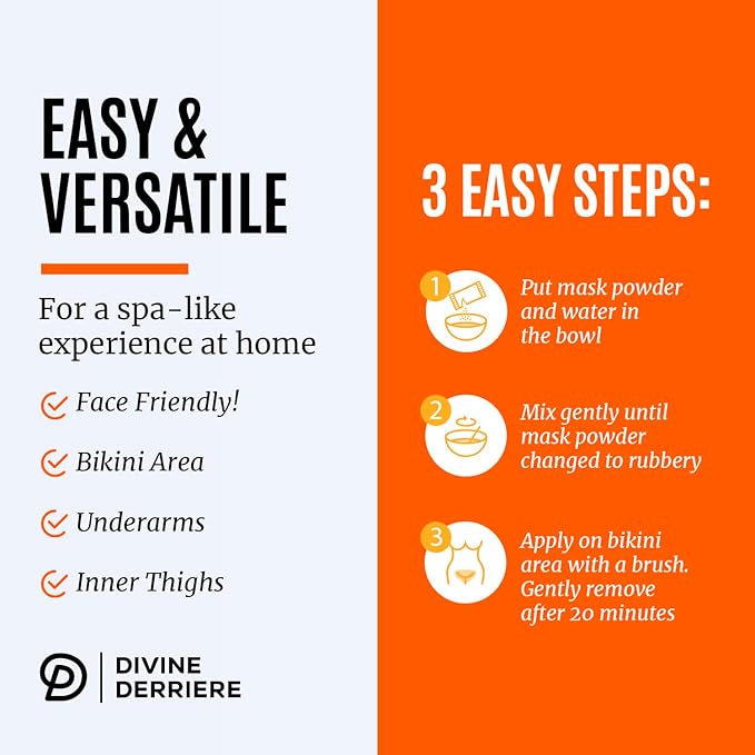 Divine Derriere Vajacial Hydrogel Mask - Premium Modeling Mask with Turmeric & Vitamin C - Deeply Purifying & Super Hydrating Facial and Vajacial Masks, Hydro jelly Peel-Off Powder Complete Kit