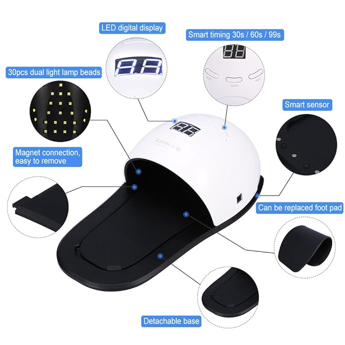 FILFEEL 48W LED Nail Dryer Lamp, Machine Nail Art Tools for Nail Gel Polish Curing with Smart Sensor Manicure Pedicure Tool(US Plug)