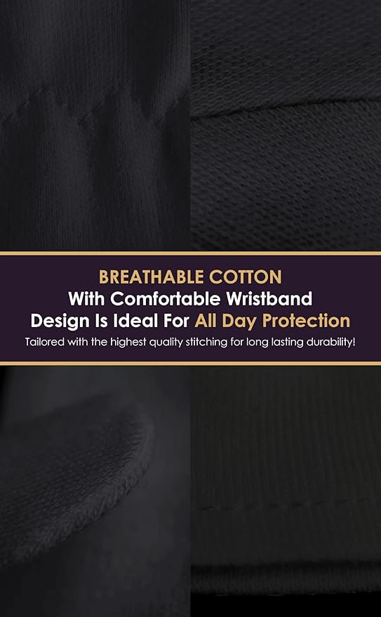 Black Large Cotton Gloves (10 Pair) - Eczema, Dry Hands Relief, Spa & Sleeping Gloves