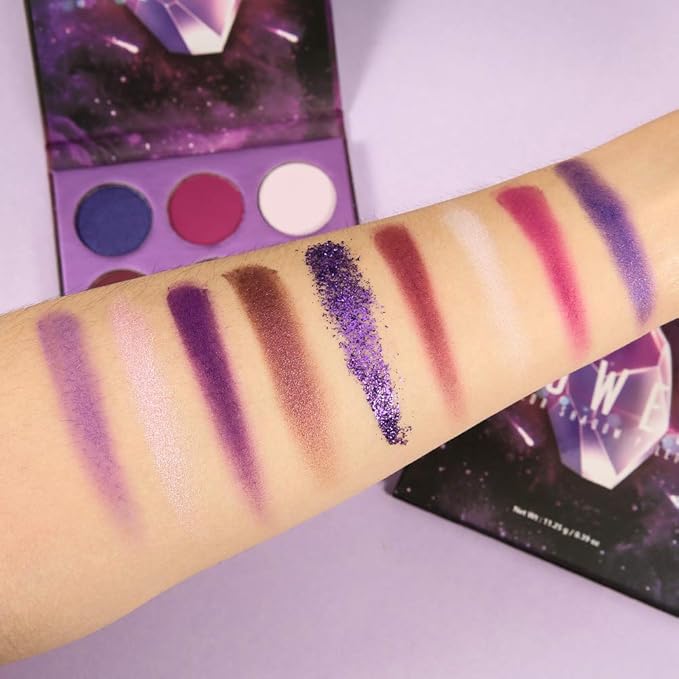 docolor Eyeshadow Palette 9 Colors Gemstone Shadow Palette Highly Pigmented Mattes Shimmers Naked Smokey Glitter Cream Colorful Powder Blendable Long Lasting Waterproof Makeup Palette-Purple