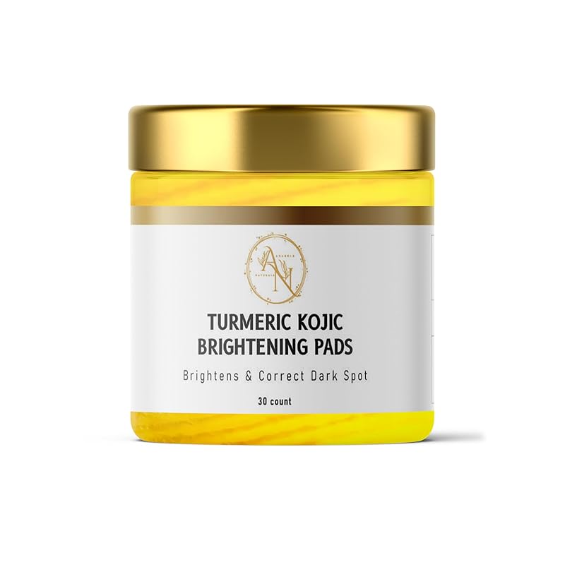 Turmeric & Kojic Infused Exfoliating & Cleansing Pads for Discoloration, Dark Spots, Uneven Skin. Deep Clean & Unclog Pores, Brighten, Glow & Smooth Skin (Pack of 30)