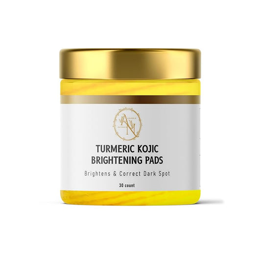 Turmeric & Kojic Infused Exfoliating & Cleansing Pads for Discoloration, Dark Spots, Uneven Skin. Deep Clean & Unclog Pores, Brighten, Glow & Smooth Skin (Pack of 30)