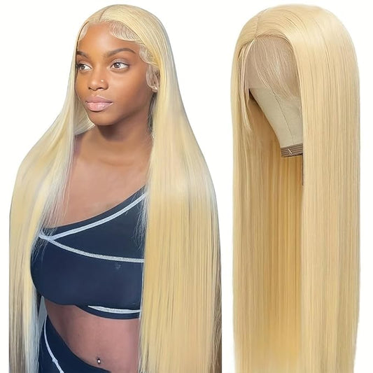 Blonde Wig Human Hair 613 13x6 Lace Front Wig Human Hair 36Inch Straight HD Transparent Lace Frontal Wigs 200% Density for Women Pre Plucked With Baby Hair