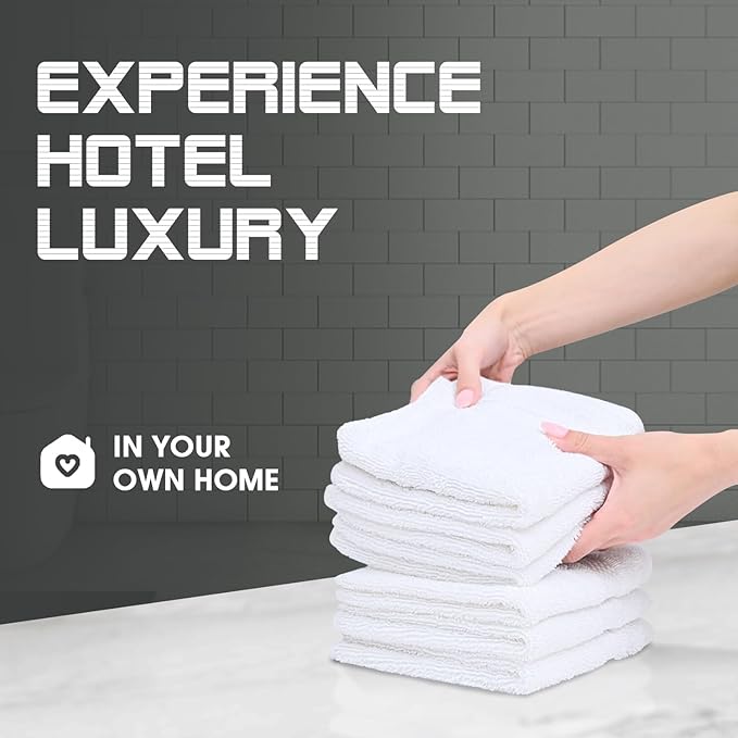 Oakias 100% Cotton Wash Cloths 24 Pack White - 12 x 12 Inches Ring Spun Cotton Facial Towels - Highly Absorbent Quick Dry Spa Towels - Bulk Washcloths Ideal for Scrubbing and Cleaning