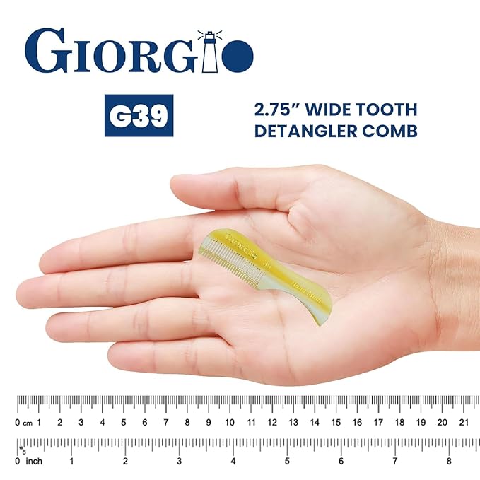 Giorgio G39 Extra Small Men's Fine Toothed Beard and Mustache Comb for Facial Hair Grooming and Styling. Add this pocket comb to your hair styling accessories, Saw-Cut and Hand Polished (2.75")
