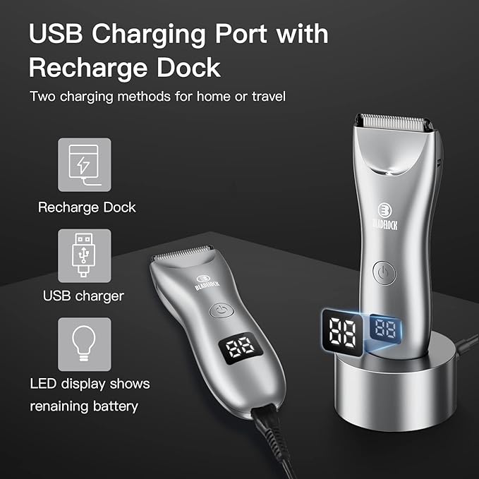 ENSSU Ball Trimmer/Shaver for Men, Electric Groin Hair Trimmer, Men Body Groomer for Pubic/Beard/Back, Waterproof Razor Hygiene Tool