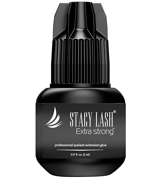 Extra Strong Eyelash Extension Glue Stacy Lash (0.17fl.oz / 5ml) / 0.5-1 Sec Dry/Retention – 8 Weeks/Black Adhesive/Professional Supplies