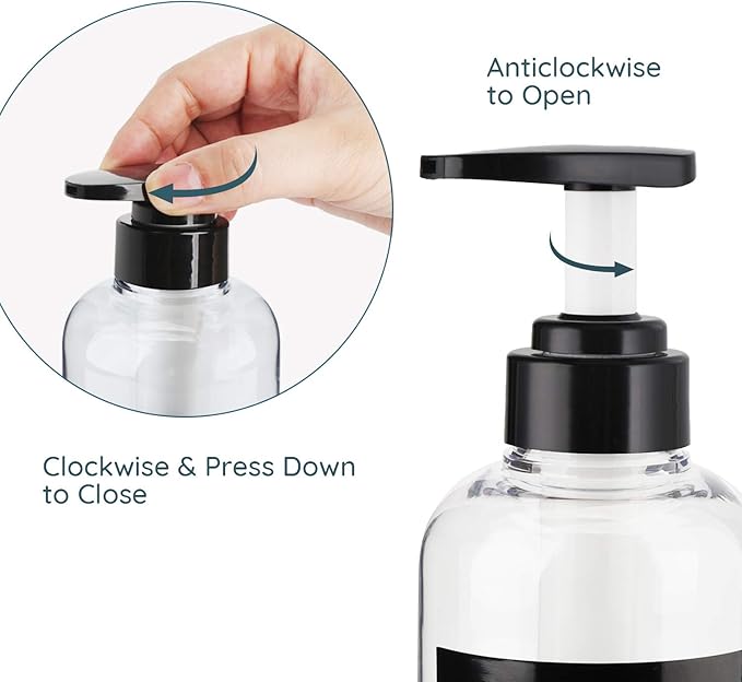 Shampoo Dispenser Bottle, Segbeauty 3pcs 10.1oz/300ml Plastic Pump Bottle Dispenser, Refillable Shampoo Pump Bottles for Shower, Pump Bottles for Body Soap Shampoo Conditioner Hotel Bathroom