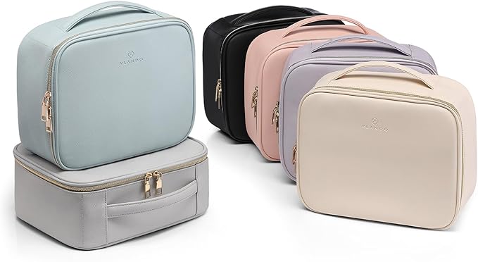 Vlando Toiletry Bag, Large Wash Bag, Travel Cosmetic Make-up Bag, Multi-compartment with Dividers for Cosmetics Makeup Brushes Toiletry Jewelry Accessories, Grey