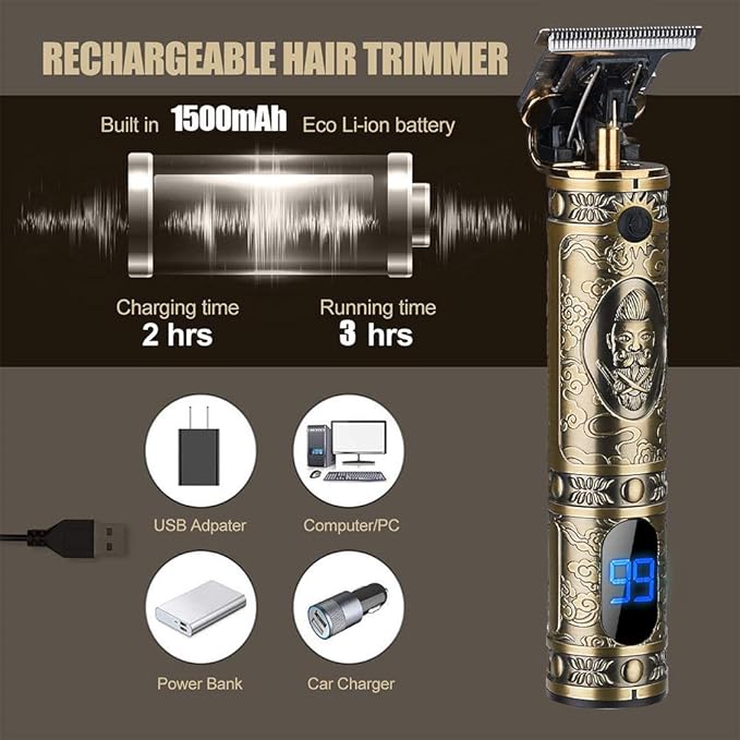 RESUXI Hair Clippers for Men Hair Trimmer for Barbers,Professional Cordless T Blade Trimmer, Beard Edger Liners for Men,Barber Shavers for Hair Cutting,Gold Knight Close-Cutting Hair Machine