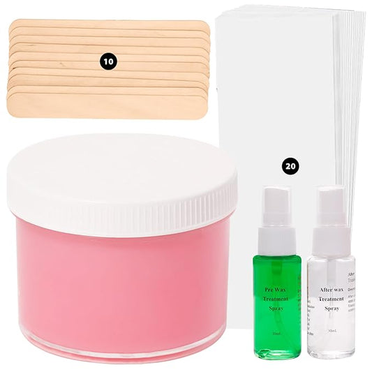 Sugar Wax Kit for Sensitive Skin: 300g/10.6oz Sugaring Paste for Bikini Brazilian Hair Removal - Includes Wax Strips & Sticks, Pre & Post Care Oils