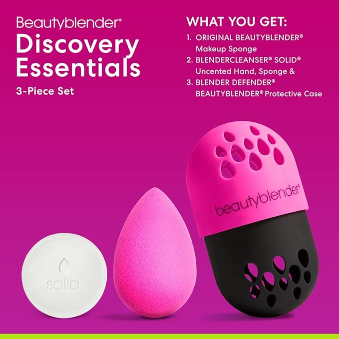 Beautyblender® | Discovery Kit - Makeup Sponge & Makeup Sponge Cleaner, Portable Protection Case, Professional Blending Application, Vegan & Cruelty Free, Made in the USA