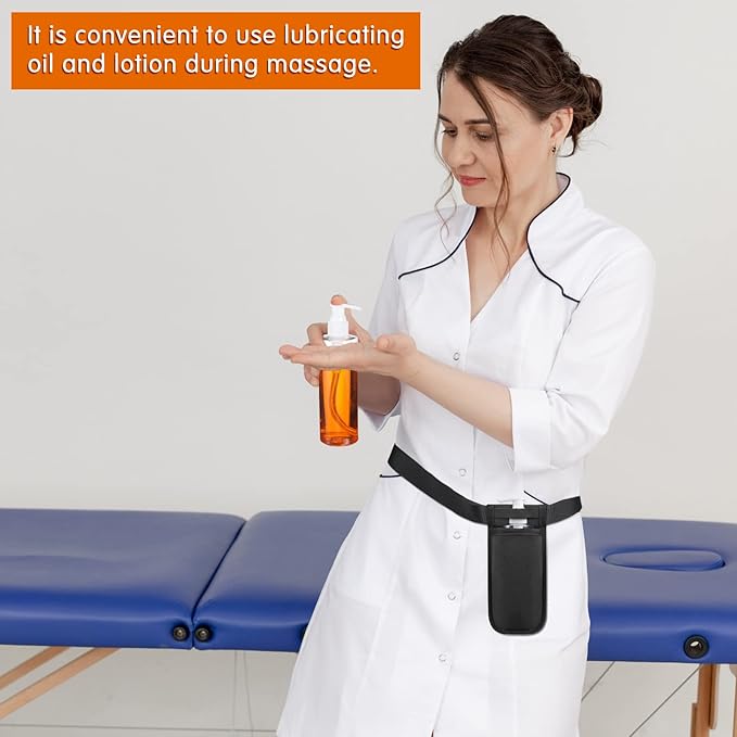 Eaasty 3 Sets Massage Bottle Holster Adjustable Single Holster and 8 oz Plastic Pump Dispenser Bottles for Lotion Massage Oil(Black)