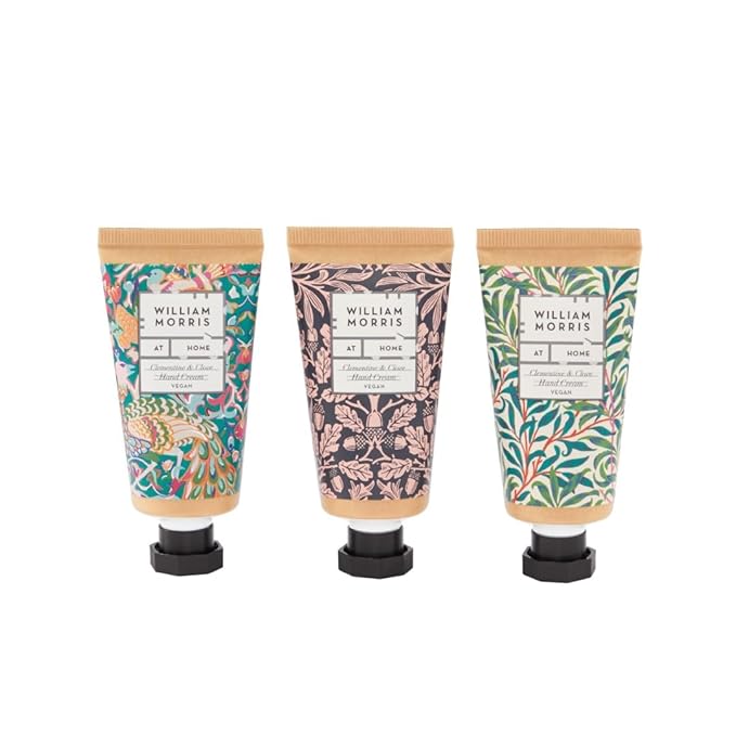 Heathcote & Ivory William Morris At Home Peacock-Three Hand Creams 3x30ml - Nourishing Trio for Soft and Supple Hands! Moisturizing Hand Cream Set, Gift-Worthy Packaging