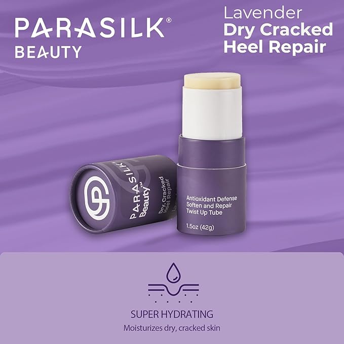 Parasilk Beauty Lavender Heel Repair Moisturizing Stick for Dry, Cracked Feet. Superior Antioxidant Oils & Wax Repair & Soften Dry Skin