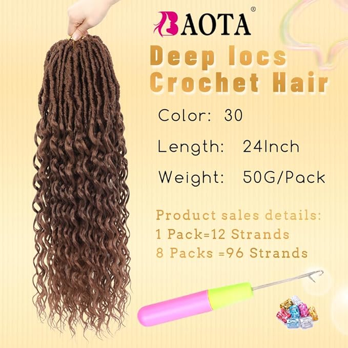 24 Inch 8 Packs Deep Faux Locs Crochet Hair Transform Your Hairstyle with Goddess Locs Crochet Hair for Women Faux Locs With Curly Ends Beautiful Crochet Locs Collection