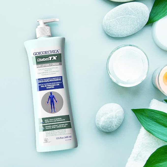 Goicoechea Diabet TX Body Lotion for Diabetic Dry Skin, Hydrating Diabetic Skin Cream for Women and Men, Diabetic Moisturizer for Hands, Legs, and Body, Extra Dry Skin Relief, 13.5 Oz