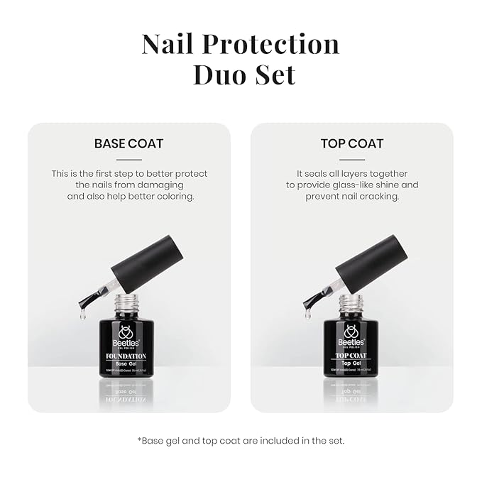 Beetles Gel Nail Polish Set- 4Pcs White Black Gel Nail Polish with No Wipe Top&Base Coat Nail Polish Set Soak Off UV LED Lamp Manicure Salon DIY at Home Gifts for Her Women