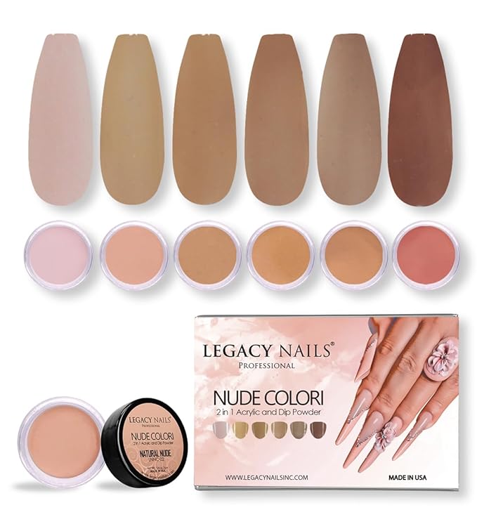 Legacy Nails Professional ACRYLIC NAIL POWDER COLLECTION - High-Pigment Formula, Long-Lasting Wear & Salon-Quality Nail Art, Extensions, and Sculpting (NUDE COLORI COLLECTION)