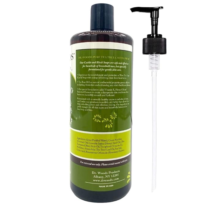 Dr. Woods Tea Tree Liquid Castile Soap with Pump, 32 Ounce