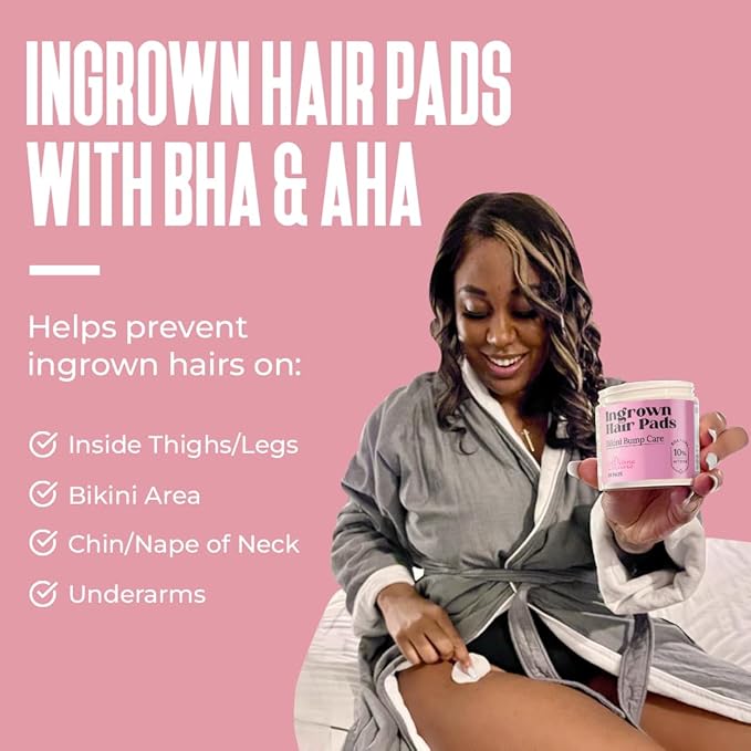 Prevent Ingrown Hairs and Razor Bumps with BHA & AHA Pads - Ingrown Hair Serum for Razor Burns - PFB Razor Bump Stopper Topicals Skin Care, Ingrown Hair Treatment for Bikini Area and Razor Bumps