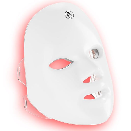 7-1 Colors LED Facial Skin Care Mask,Red Light Therapy Mask for Face, Cordless Led Face Mask Light Therapy,Salon or Home,White.