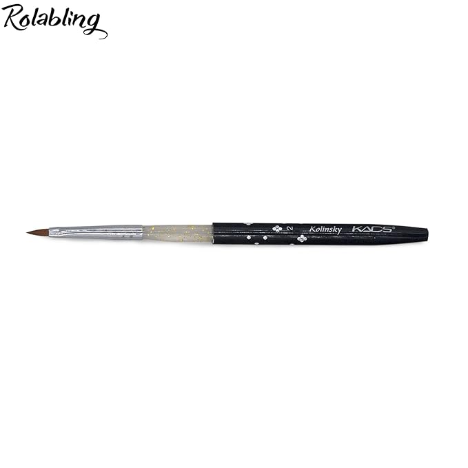 Black 100% Kolinsky Sable Acrylic Nail Art Brushes UV Gel Nail Painting Pen Brushes (Size 4)