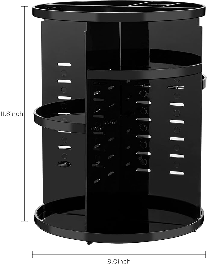HBlife 360 Rotating Makeup Organizer Adjustable Carousel Large Capacity Revolving Perfume Organizer Skincare Organizers Cosmetic Storage Spinning Holder for Vanity, Black