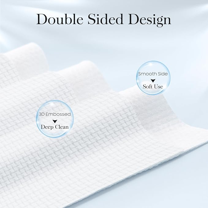 150 Count (3 Box) XL Disposable Face Towels 10” x 12”, 100% Viscose Fibre, Soft & Skin Friendly Face Towelettes Disposable, Facial Tissue Wipes for Women Cleansing