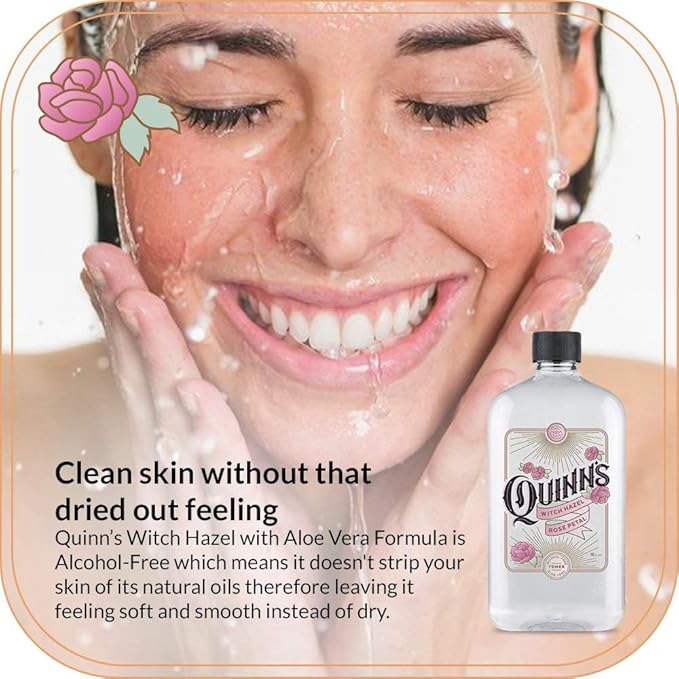 Quinn's Pure Castile Organic Peppermint Liquid Soap 32 oz Alcohol Free Rose Witch Hazel with Aloe Vera 16oz