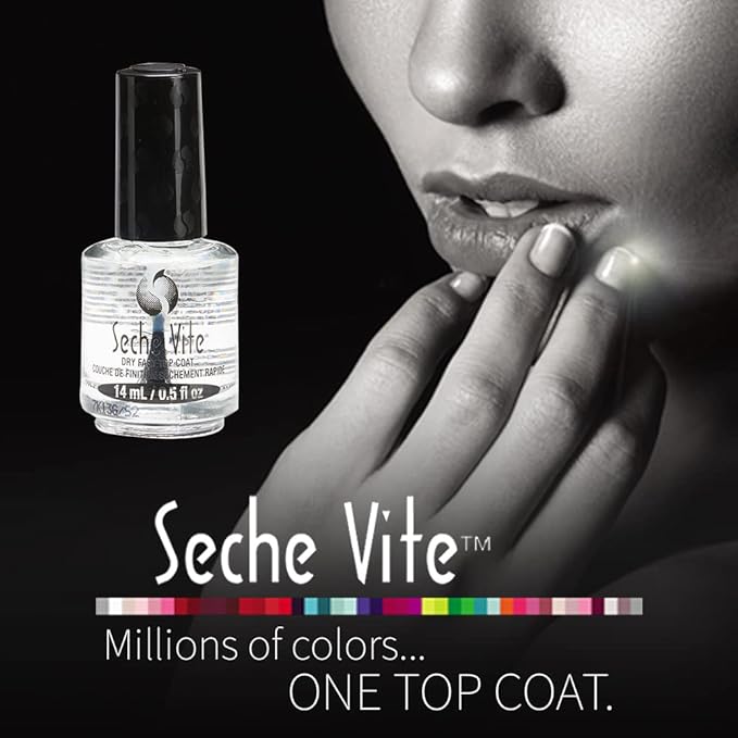 Seche Vite Dry Fast Top Nail Coat, Clear - .5 oz. oz (Pack of 2)