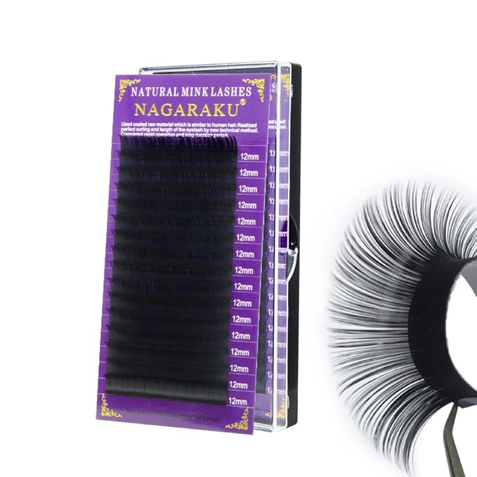 NAGARAKU Eyelash Extensions 0.10 mm C curl 15mm Premium Individual Classic Lashes Soft Natural Matte Black 16 rows Professional Beauty Salon Supplies