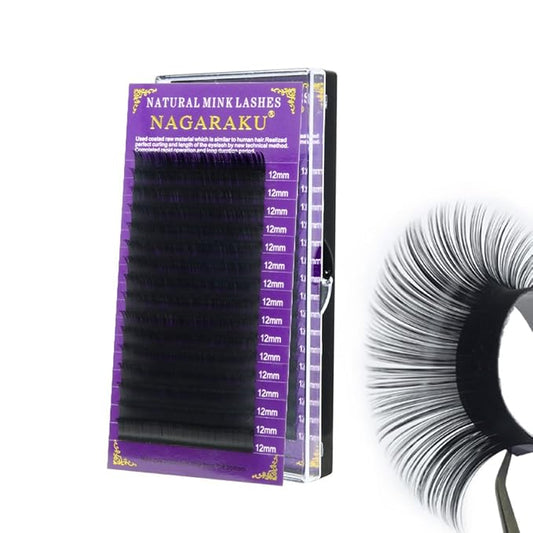 NAGARAKU Eyelash Extensions 0.10 mm C curl 15mm Premium Individual Classic Lashes Soft Natural Matte Black 16 rows Professional Beauty Salon Supplies