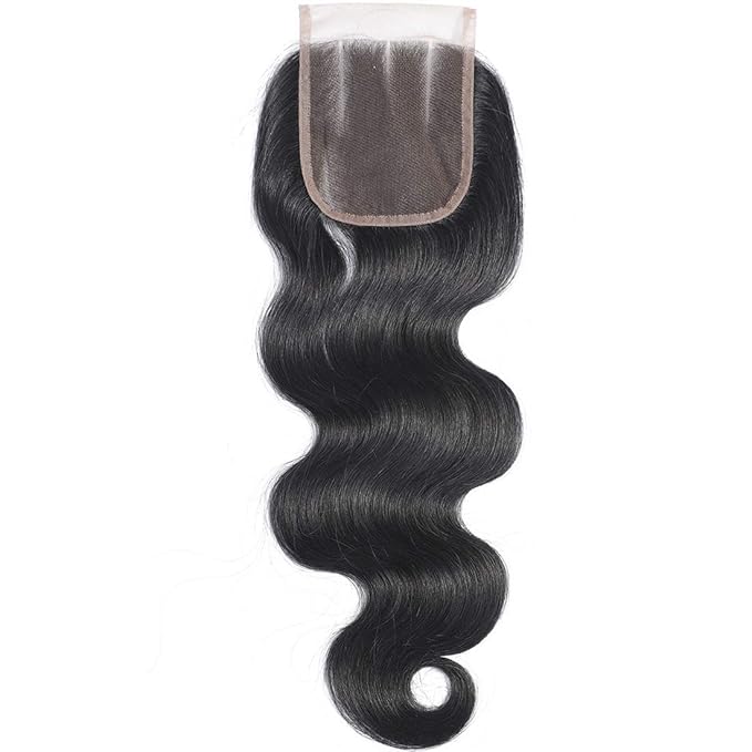 AUTTO Brazilian Virgin Hair Human Hair Lace Closure Body Wave Human Hair Top Lace Closure 4X4 3 Part Closure Naturl Black Color (8"-18") (18 inches)