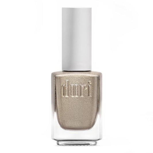 duri 200 Pure Ice Nail Polish, White with Gold Metallic Shimmer Fine Glitter, Fast Drying, Semi Sheer, Lasting, 0.45 Fl Oz