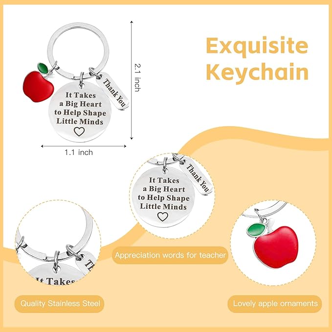 UAREHIBY 12 PCS Teacher Appreciation Gifts In Bulk,Thank You Teachers Gifts for Women with 16 OZ Glass,Teacher Christmas,Valentines Day Gift with Makeup Bag,Key chain,Teachers Gift from Students